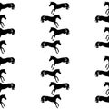 Black and white vector pattern with silhouettes of horses. Royalty Free Stock Photo