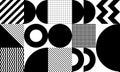 Black and white vector pattern. Trendy geometric elements. Retro poster design