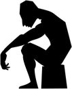 Black-and-white vector picture silhouette man sitting resting