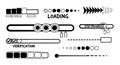 Black and white vector progress bars loading verification step progress indicators set horizontal layout minimalist design Royalty Free Stock Photo