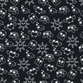 Black and white vector seamless pattern cute marine Doodle Royalty Free Stock Photo