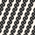 Black and white vector seamless pattern with diagonal ropes, stripes, cords Royalty Free Stock Photo