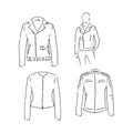 Black and white vector set with original leather jackets leather jacket vector sketch illustration