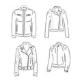 Black and white vector set with original leather jackets leather jacket vector sketch illustration