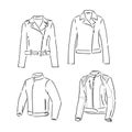 Black and white vector set with original leather jackets leather jacket vector sketch illustration