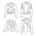 Black and white vector set with original leather jackets leather jacket vector sketch illustration