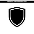 Black and white vector shield icon Royalty Free Stock Photo