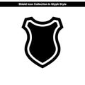 Black and white vector shield icon Royalty Free Stock Photo