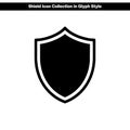 Black and white vector shield icon Royalty Free Stock Photo