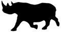 Black and white vector silhouette of an adult rhinoceros. Royalty Free Stock Photo