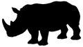Black and white vector silhouette of an adult white rhinoceros. Royalty Free Stock Photo
