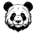 Black and white vector sketch of a Giant Pandas face