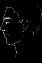 Sketch to portrait of a young man`s profile Royalty Free Stock Photo