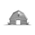 Black and white vector style illustration of a rustic barn Royalty Free Stock Photo