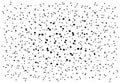 Black and white vector texture, many black dots of different sizes, large in the center, small at the edges are located on a white Royalty Free Stock Photo