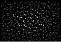 Black and white vector texture, lots of white dots, large in the center, small at the edges are located on a black background, Royalty Free Stock Photo