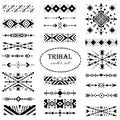 Black-and-white vector tribal set of design elements. Brush set Royalty Free Stock Photo