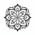 Black And White Veda Flower Ornament: Oriental Minimalism With Thai Art Influence