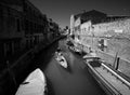 Black and white Venice. The days of the old gondolier. Italy. Veneto. Venice Royalty Free Stock Photo