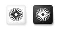 Black and white Ventilator symbol icon isolated on white background. Ventilation sign. Square button. Vector