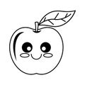 This is a black-and-white version of the cute apple