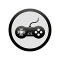 Black and White Video Game Controller Icon in a Circle on White Background gamepad gaming Royalty Free Stock Photo