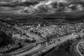 Black and white view from above old city Celje, Slovenia Royalty Free Stock Photo