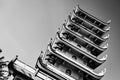 Black and white view of a Asian temple. Vinh Trang Pagoda, My Tho. (Ho Chi Minh City, Vietnam - 2/01/2020