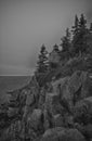 Black and White view of Bass Light House in Bar Harbor Maine