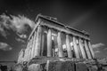 Black and white view of the eastern side of the Parthenon Royalty Free Stock Photo