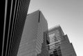 black and white view of futuristic modern architecture of downtown of seoul city in south korea