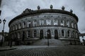 Black and white view of the Leeds Corn Exchange Building