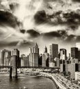 Black And White View Of Lower Manhattan Skyline - New York, USA