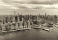 Black and white view of Manhattan skyscrapers, New York City - U Royalty Free Stock Photo