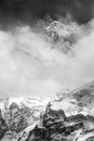 Black and white view of Mount Everest from Kala Patthar
