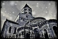 Black and white view of the Notre-Dame-du-Port church in Clermont-Ferrand