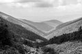 Black and white view from the top of mountain Livadiyskaya - Pidan in Sikhote-Alin, Russia