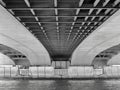 Black and white view under the Pont de l\'Alma bridge Royalty Free Stock Photo