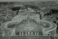 Black and white view of Vatican showing St. Peter`s Square Royalty Free Stock Photo