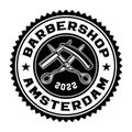 Black and white vintage barbershop emblem Royalty Free Stock Photo