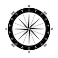 Vector Vintage compass rose silhouette Royalty Free Stock Photo