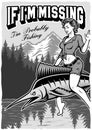 Black and white vintage fishing poster Royalty Free Stock Photo