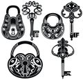 Vintage Keys and Locks.Tattoo design