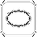 Black and white vintage oval frame on a white background