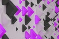 Black, white and violet rectangular shapes of random size on whi
