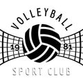 Black and white volleyball emblem Royalty Free Stock Photo