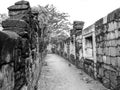 Black and white walkway ancient Thailand