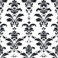 Dynamic Black And White Damask Pattern On White Background