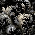 Black and White Wallpaper With Silver Swirls Royalty Free Stock Photo