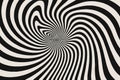 Black and white warped spiral pattern creating an optical illusion. Abstract geometric background for art, design, or hypnotic Royalty Free Stock Photo